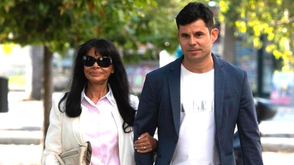 Javier Sanchez Santos (right) arrives at the court of Valencia with his mother Maria Edite Santos, 4 July 2019