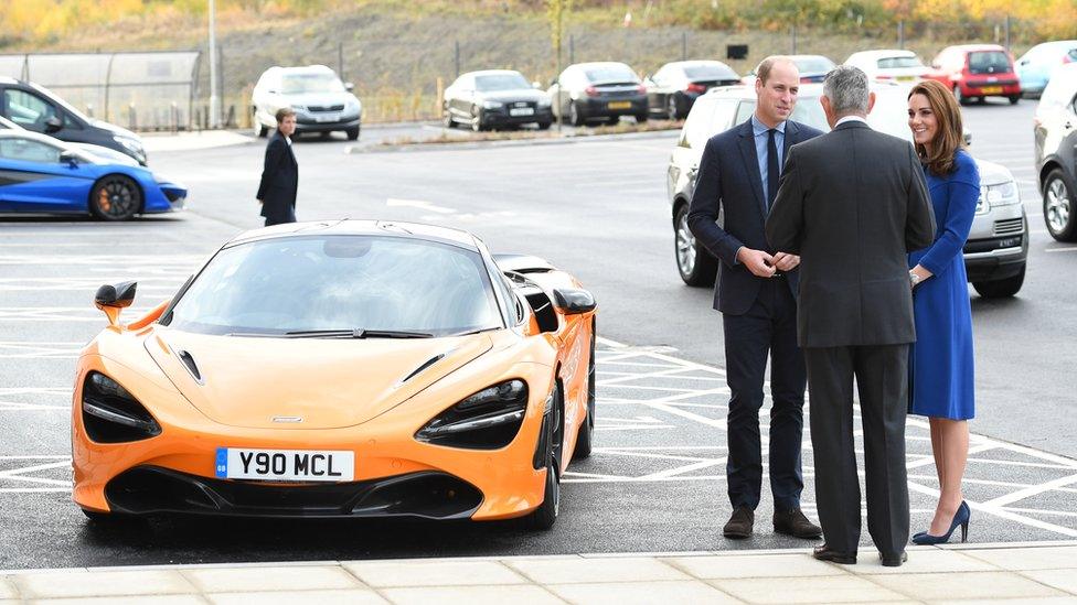 Duke and Duchess of Cambridge arrive to officially open the McLaren Centre in Rotherham