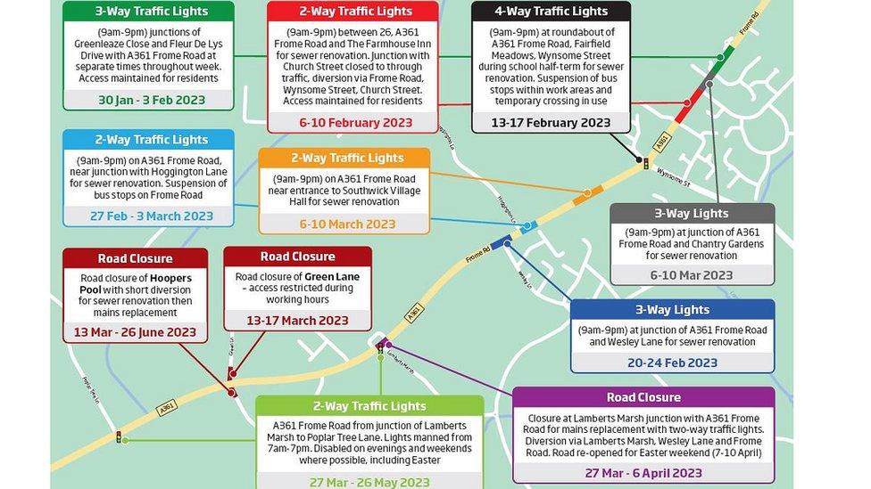 map showing the water and sewage pipes scheme