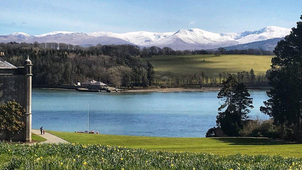 A view of Snowdonia from Plas Newydd on Anglesey