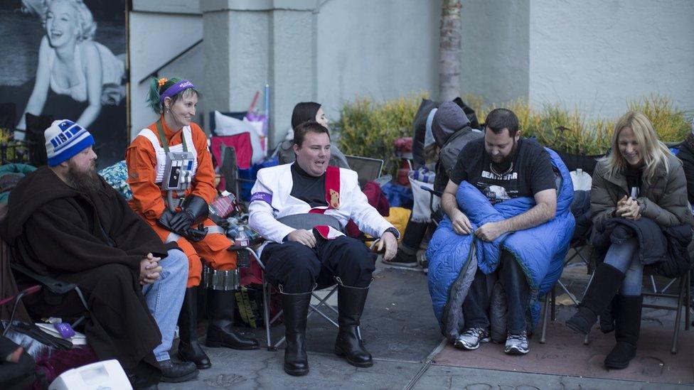 Fans camped outside the TLC Chinese Theatre courtyard