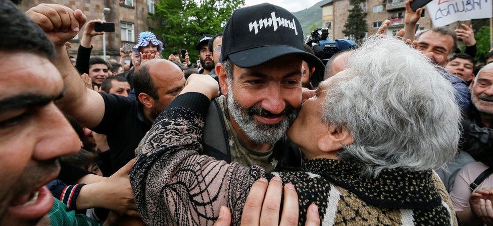 Nikol Pashinyan as he arrives at a rally in the town of Ijevan, Armenia April 28, 2018.