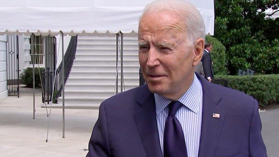 President Biden speaking to reporter