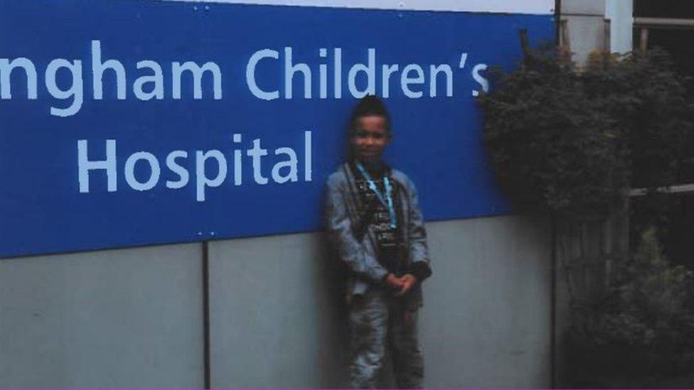 Kellum outside Birmingham Children's Hospital