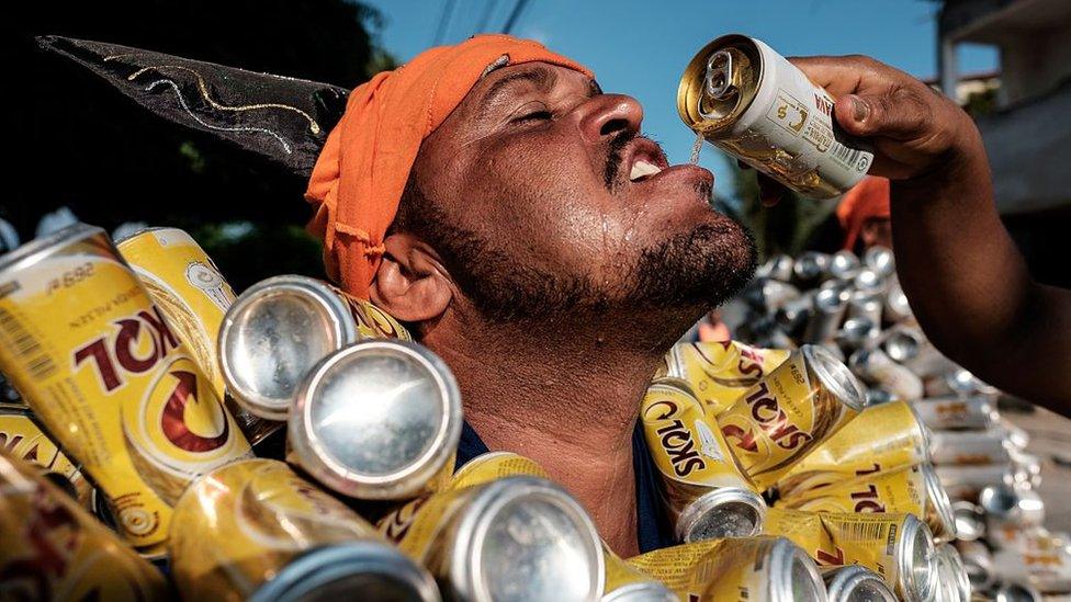 Brazilian man drinking beer