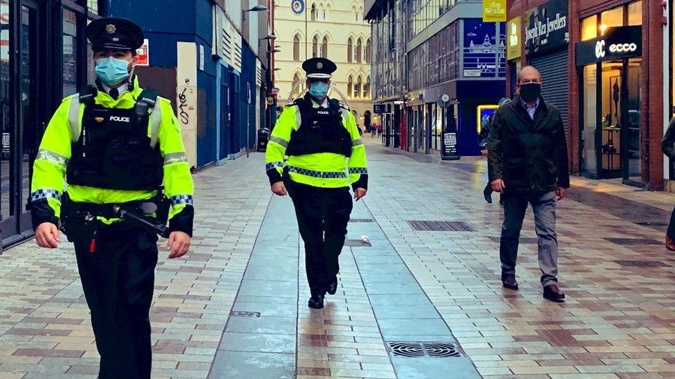 Chief Constable Simon Byrne and Chief Medical Officer Michael McBride out and about in Belfast City Centre on Saturday night