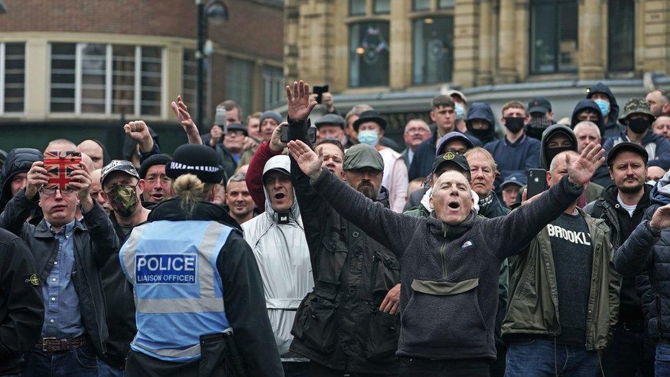 Protestors by Grey's Monument,. Newcastle