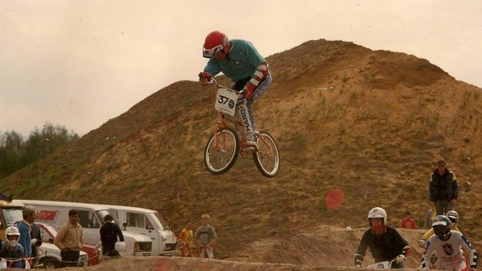 Tim Gregory at the BMX track at Costessey in 1985