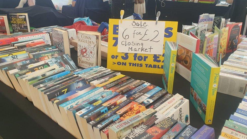 Book sale at the market