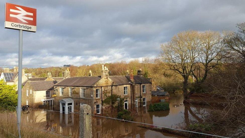 View of floods from Corbridge train station