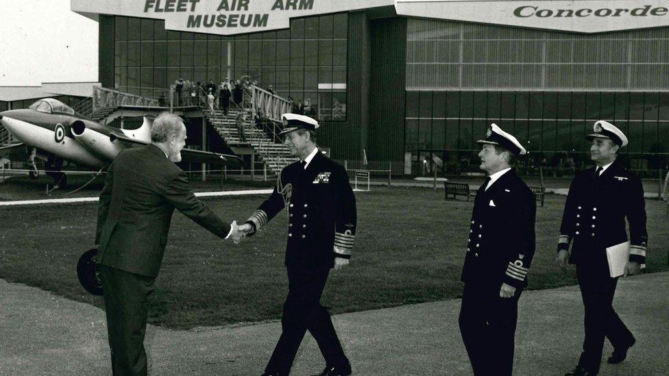 Prince Philip visiting the Fleet Air Arm Museum