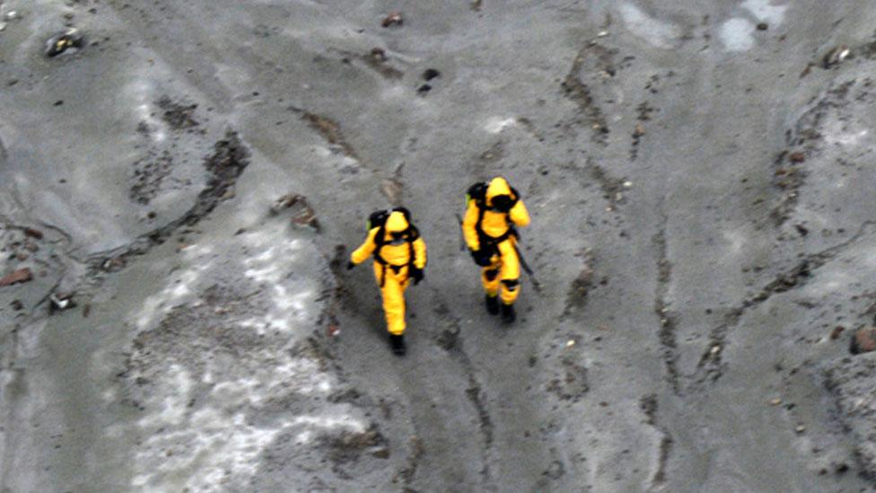 Rescuers on White Island