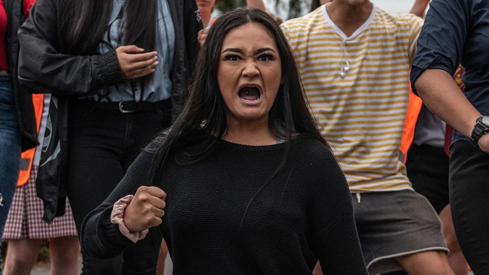 Student performing the Haka