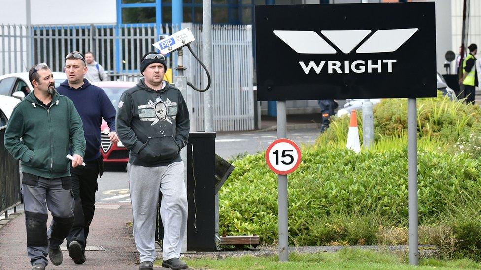 Workers leaving Wrightbus after being made redundant