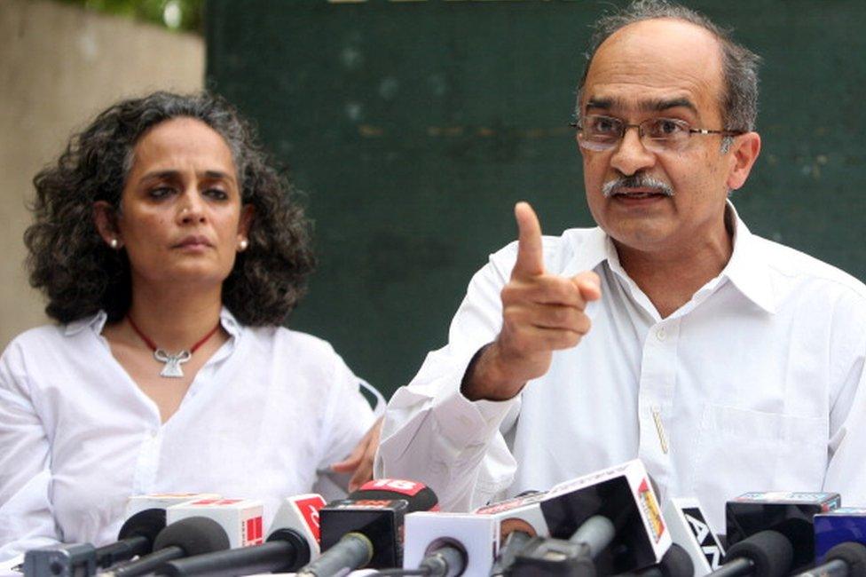 Prashant Bhushan and Arundhati Roy