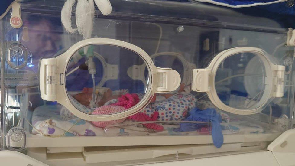 Baby in incubator in Ukraine