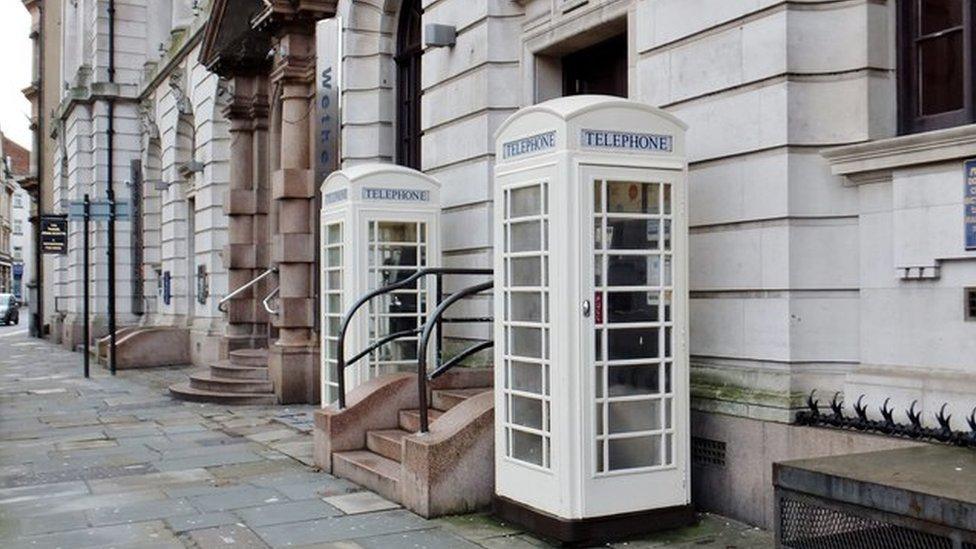 White phone boxes in Hull