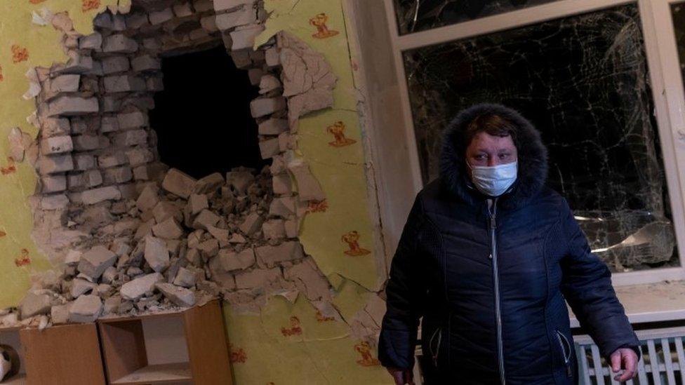 Shelling damage inside a nursery in eastern Ukraine