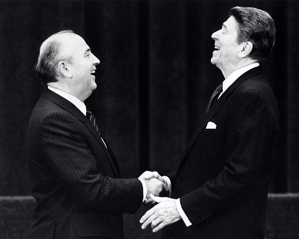 Mikhail Gorbachev and Ronald Reagan