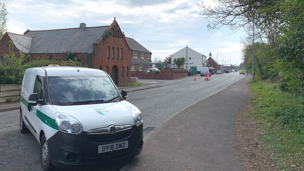 The scene of the crash on the A548 at Bagillt, Flintshire