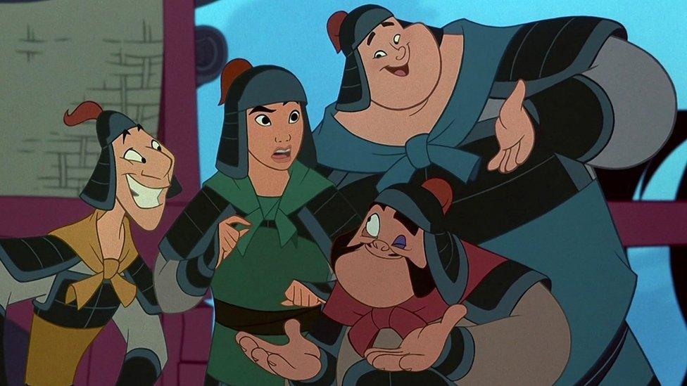 Ling, Mulan, Yao and Po in Mulan.