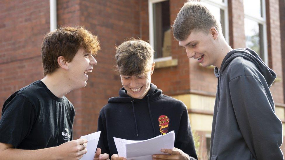 Students receiving their exam results