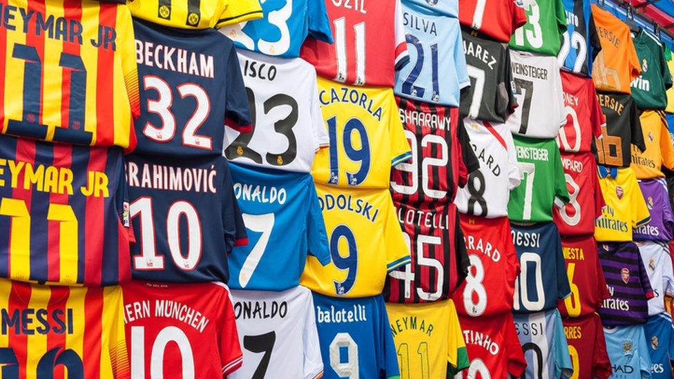 Fake football shirts in Hong Kong market