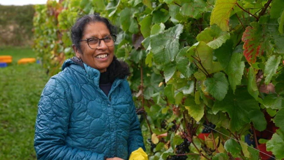 A woman standing in front of vines in Shropshire