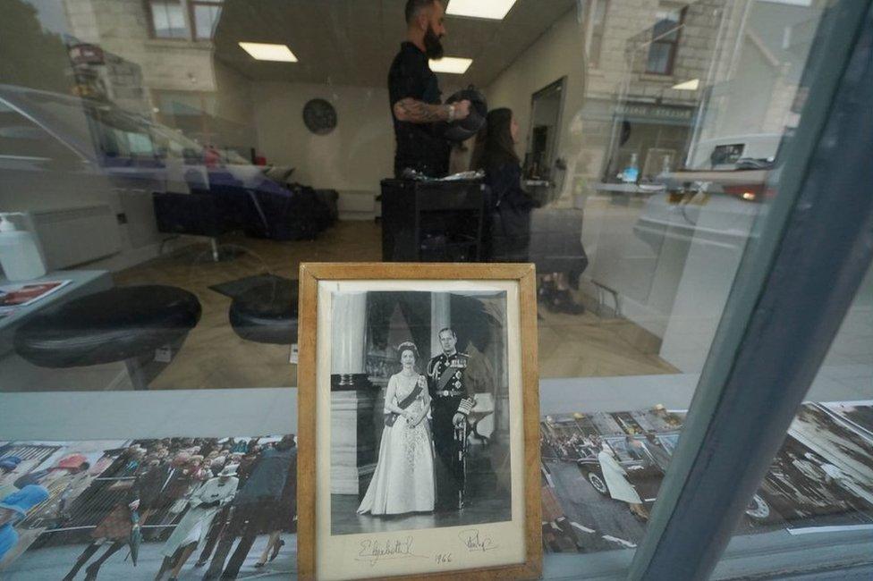 Window of hairdresser's in Ballater