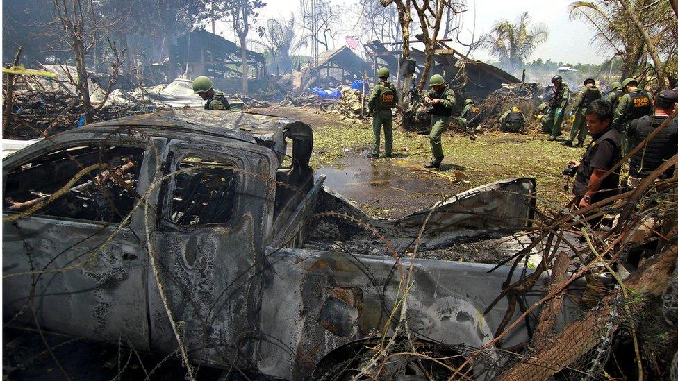 Thai security forces at the scene of an attack in Pattani, July 2016