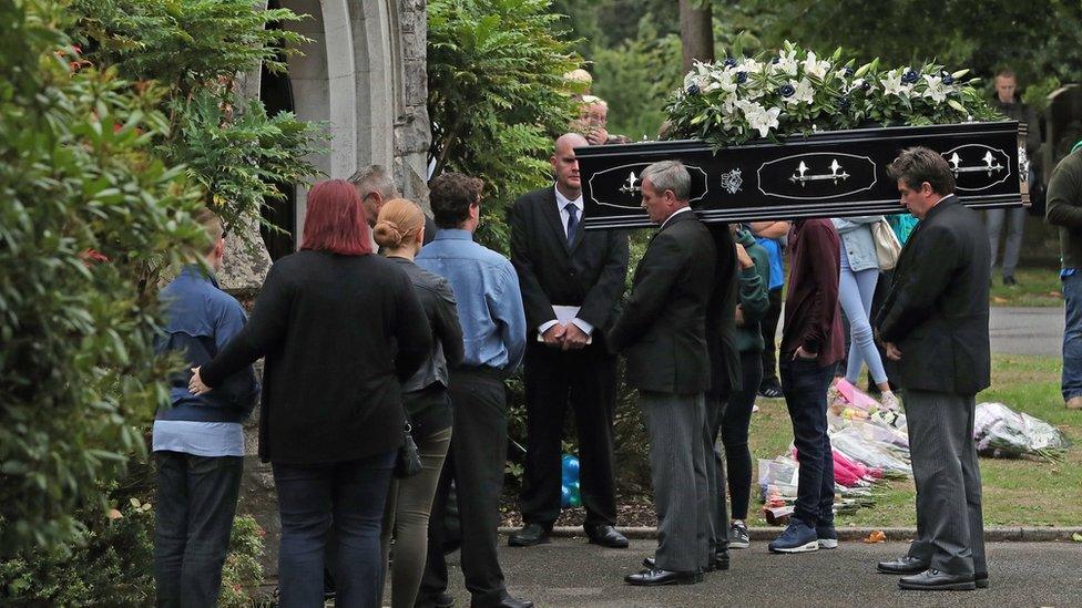 Lucy's coffin being carried into the church