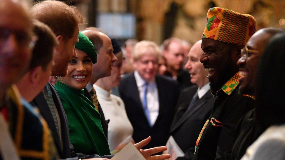 The Duke and Duchess of Sussex at the service in Westminster Abbey