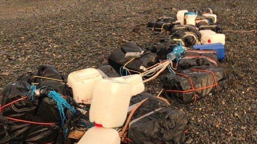 Bags on beach