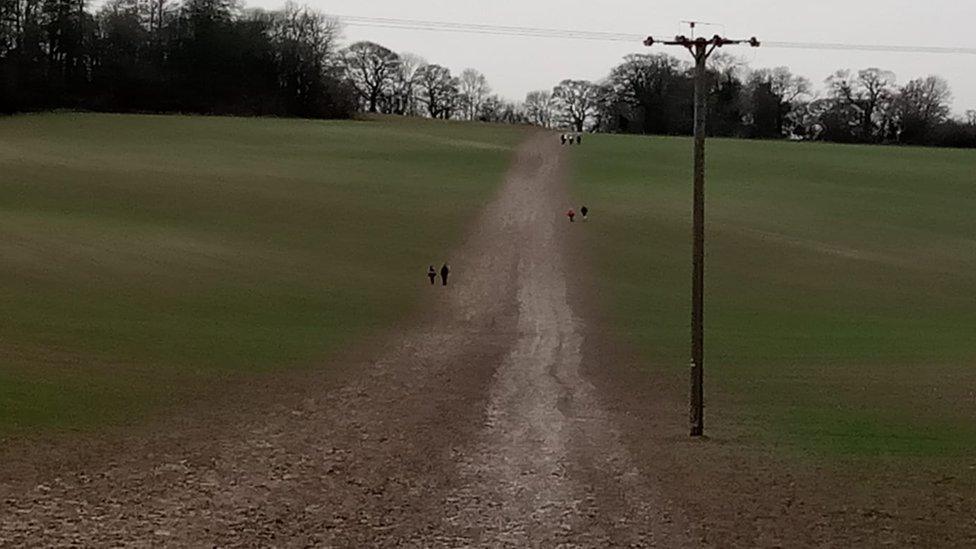 Footpath on Daniel Hares' farm