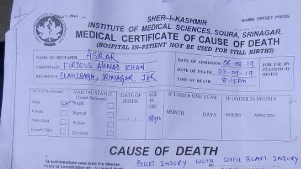 Asrar's death certificate