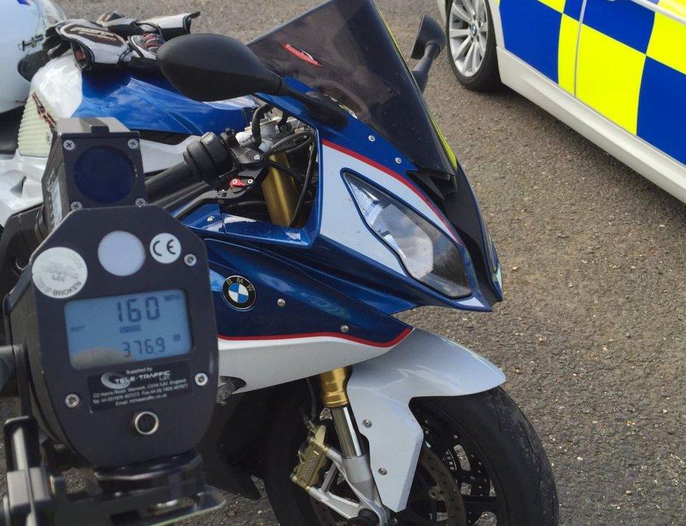 Motorbike caught speeding in Cambridgeshire