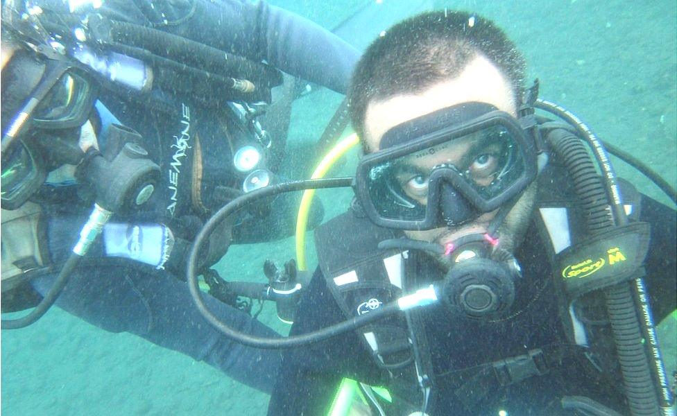 Srin Madipalli scuba diving in Bali