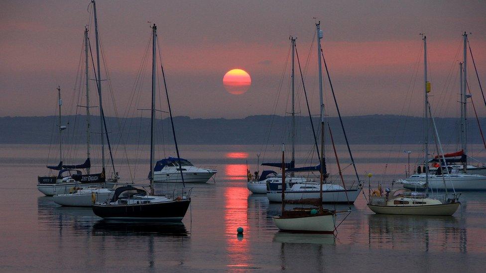 sunrise at Holyhead marina