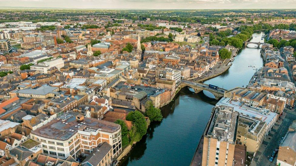 An aerial view of York