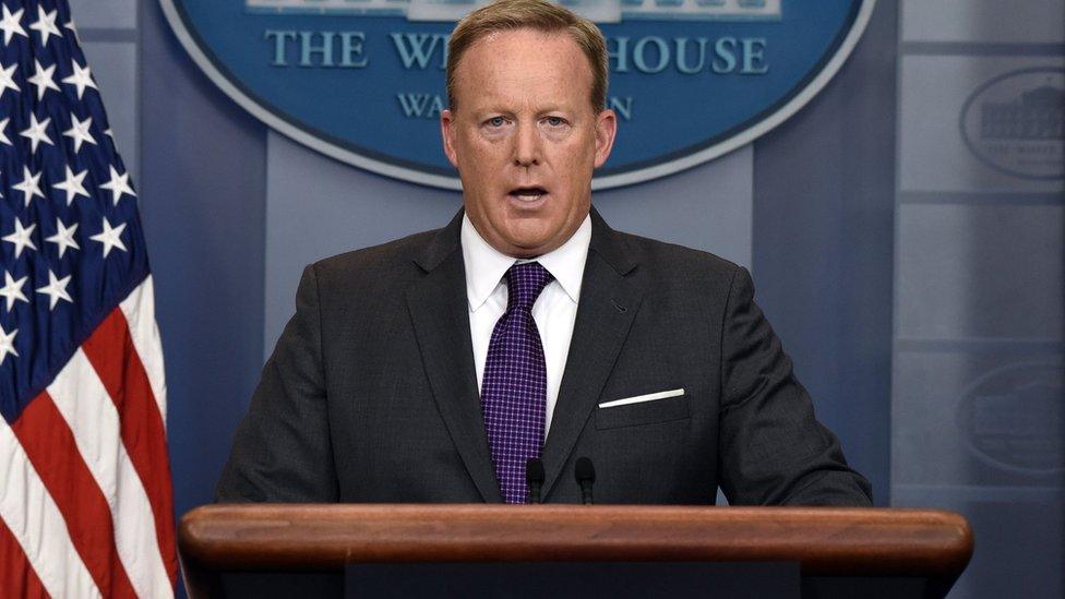 White House Press Secretary Sean Spicer briefs members of the media during a daily briefing at the White House