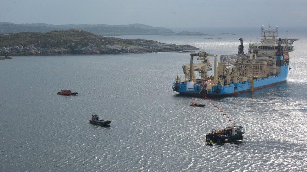 Ships involved in laying replacement cable