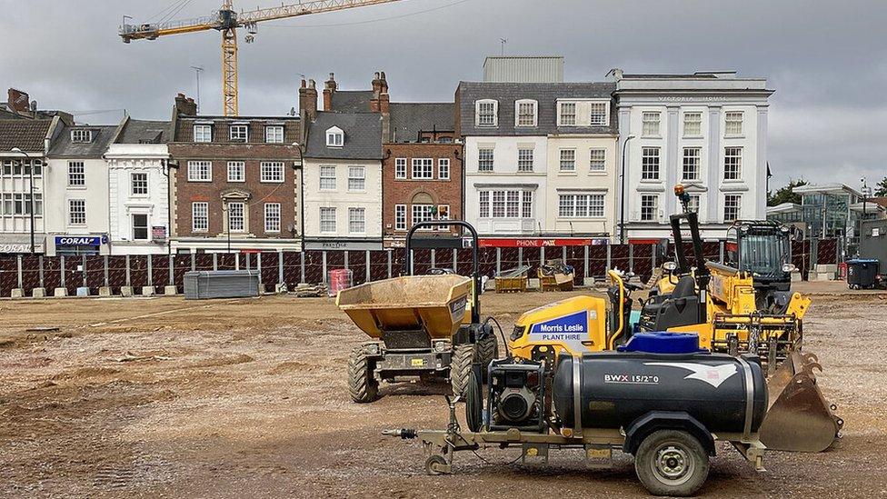 Market Square, Northampton, during a regeneration scheme