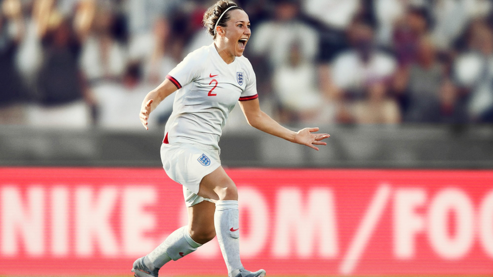 Showing off the England Women's football kit