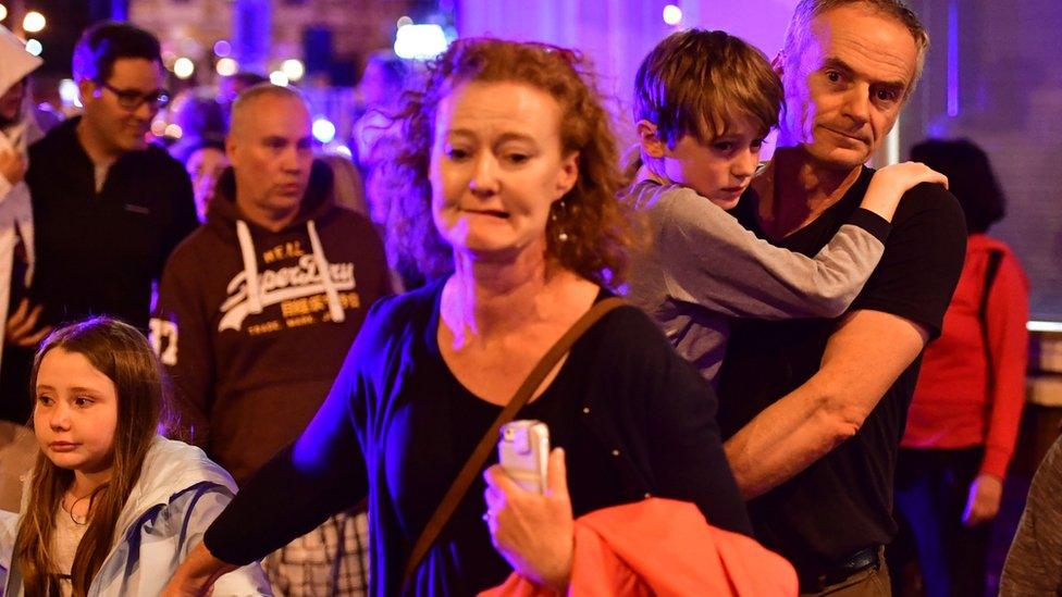 People leaving the London Bridge area after an attack