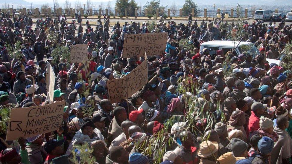 Protesting mohair farmers in June