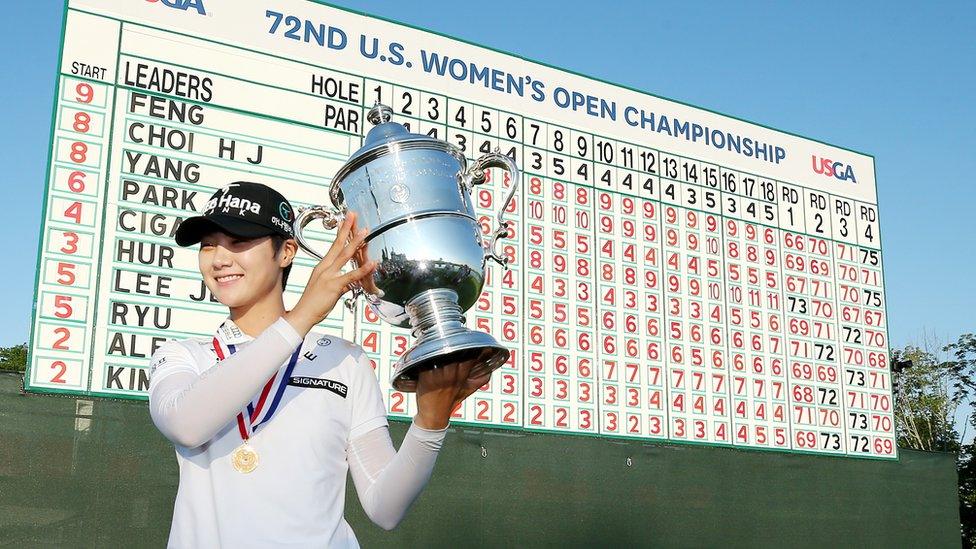 Park of South Korea poses with her trophy