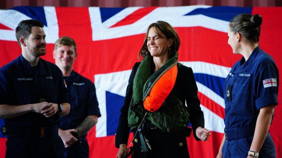 The Princess of Wales during a visit to the Royal Naval Air Station (RNAS) Yeovilton, near Yeovil in Somerset