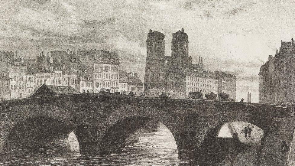 1857 drawing of NOtre Dame