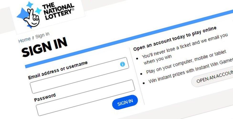 National Lottery logon