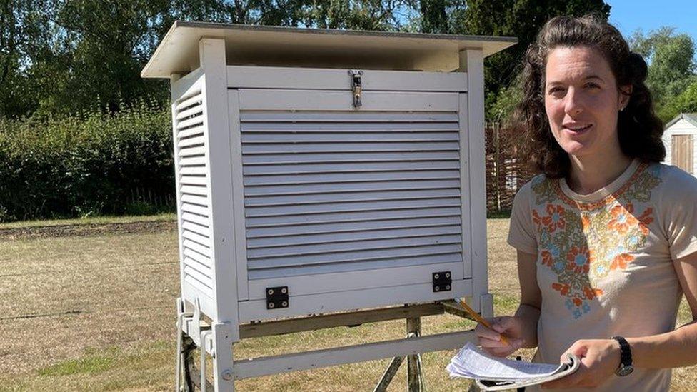 Katie Martyr at the weather station in the Botanic Garden